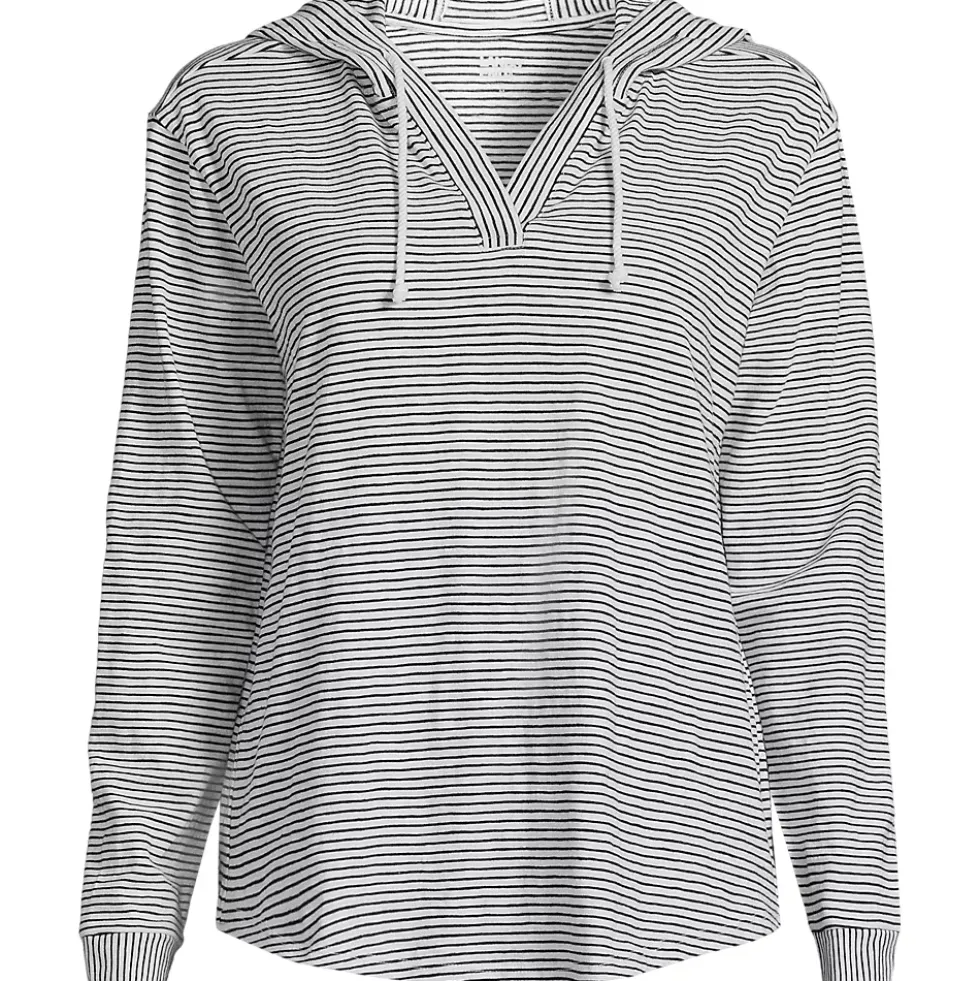 Women's Long Sleeve Slub Hooded Popover