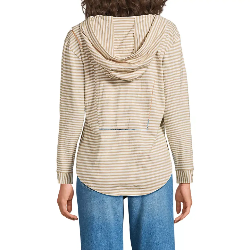 Women's Long Sleeve Slub Hooded Popover
