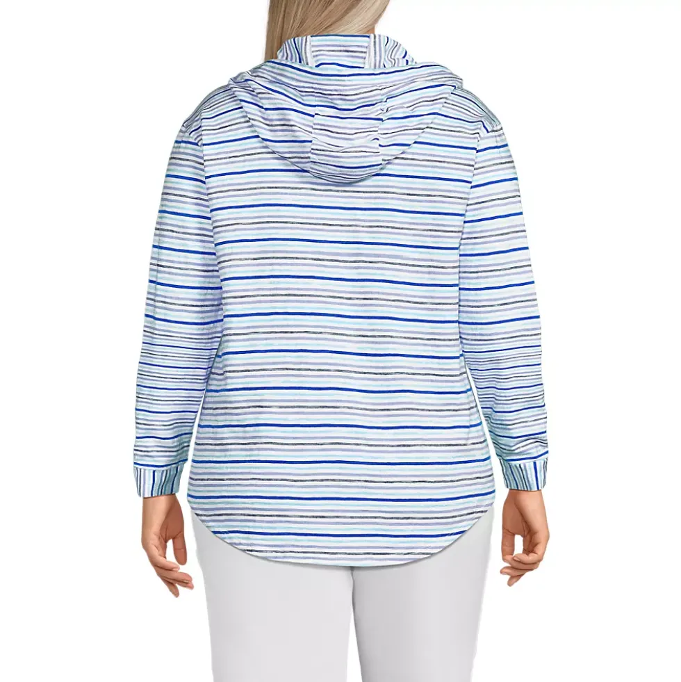 Women's Long Sleeve Slub Hooded Popover