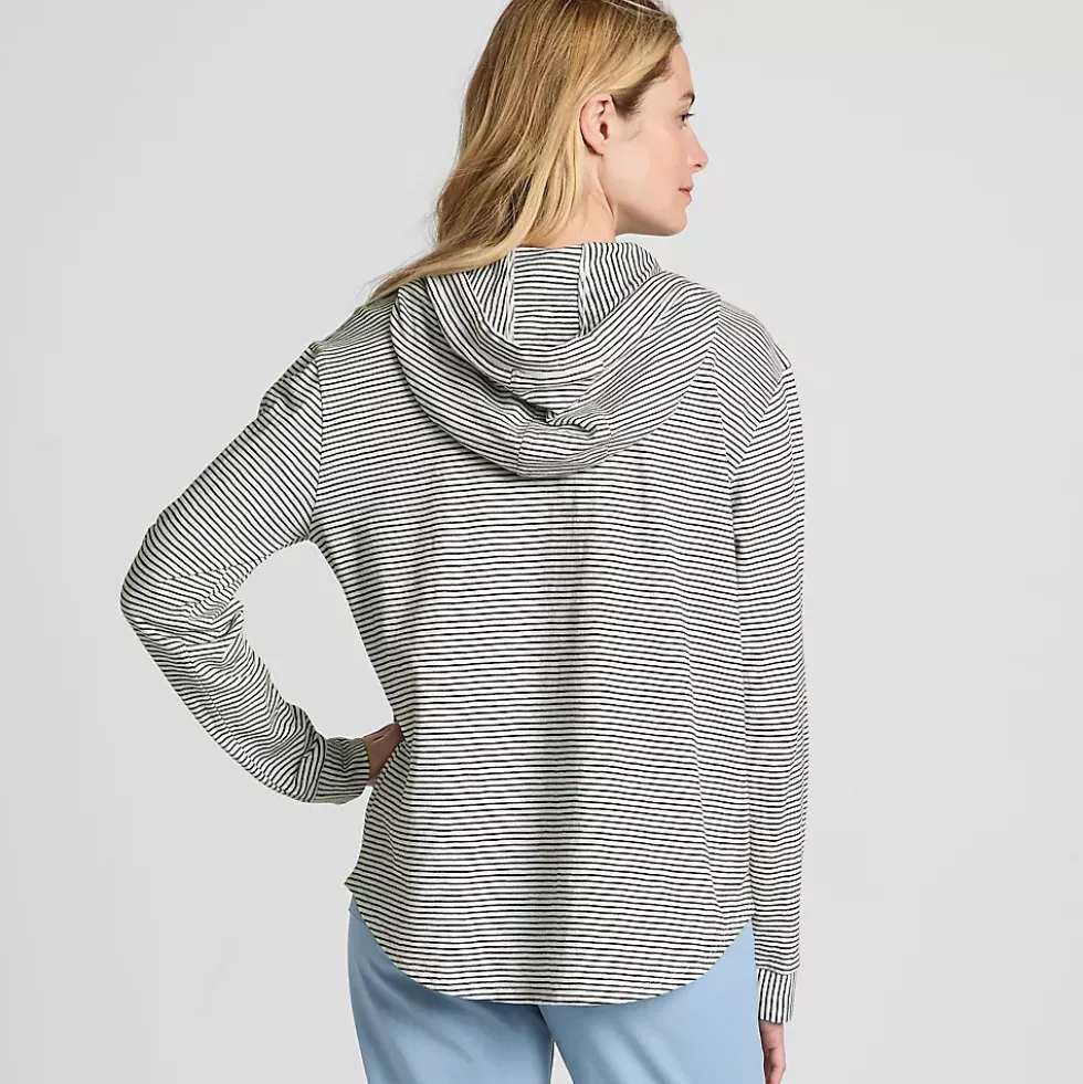 Women's Long Sleeve Slub Hooded Popover