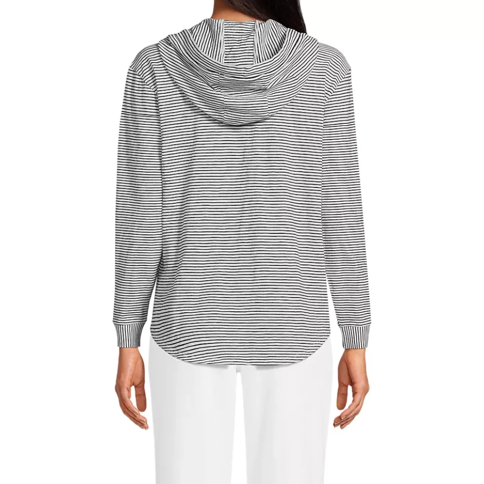 Women's Long Sleeve Slub Hooded Popover
