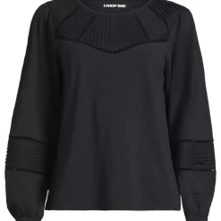 Women's Long Sleeve Slub Pintuck Top