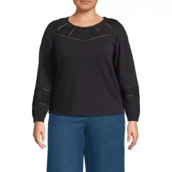 Women's Long Sleeve Slub Pintuck Top