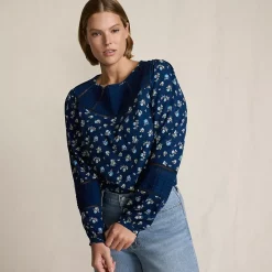 Women's Long Sleeve Slub Pintuck Top