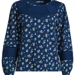 Women's Long Sleeve Slub Pintuck Top