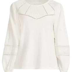 Women's Long Sleeve Slub Pintuck Top