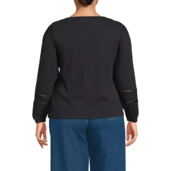 Women's Long Sleeve Slub Pintuck Top