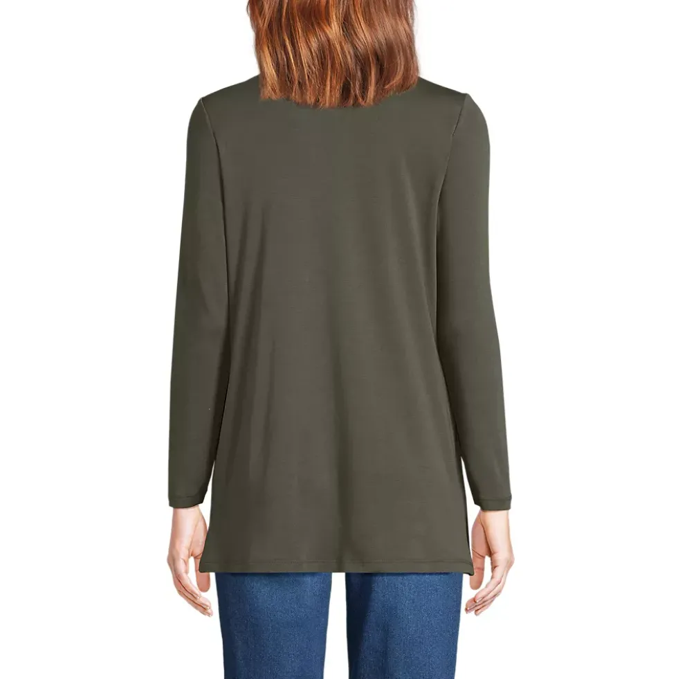 Women's Long Sleeve Supima Micro Modal Open Cardigan Tunic
