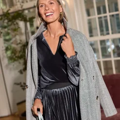 Women's Long Sleeve Velvet Blouse