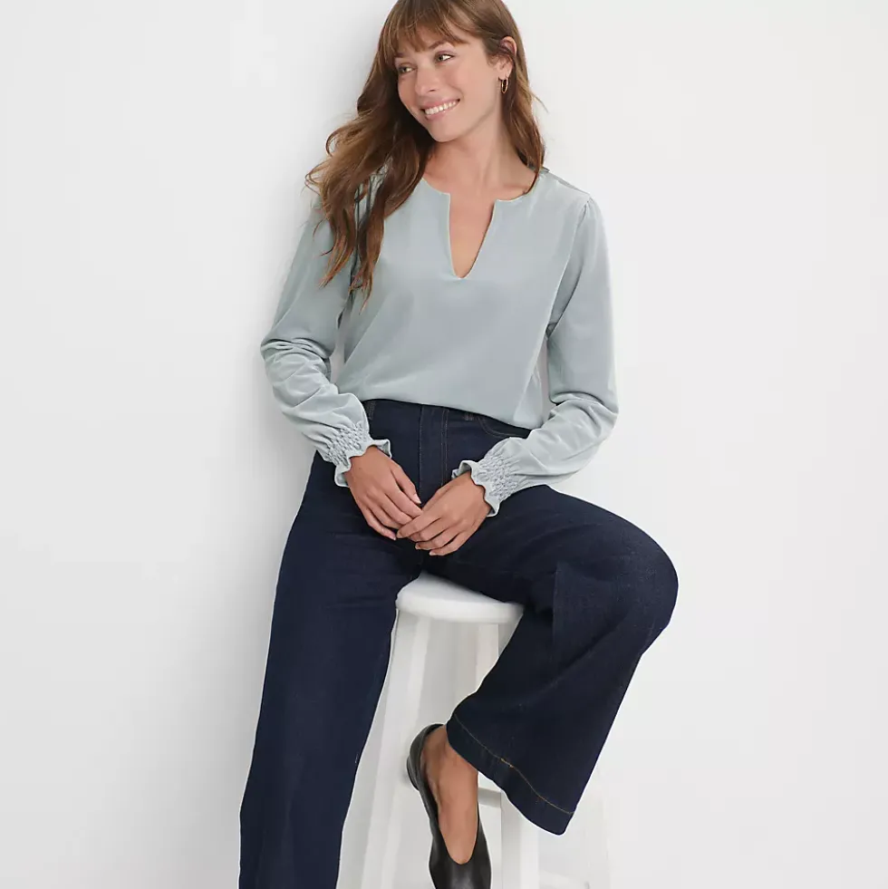 Women's Long Sleeve Velvet Blouse