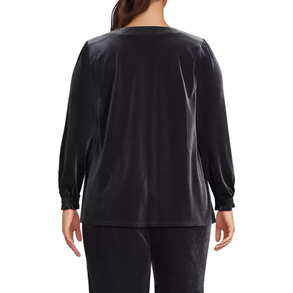 Women's Long Sleeve Velvet Blouse