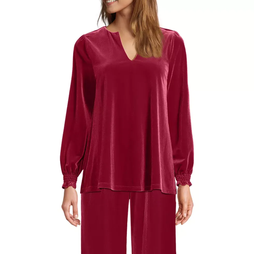 Women's Long Sleeve Velvet Blouse
