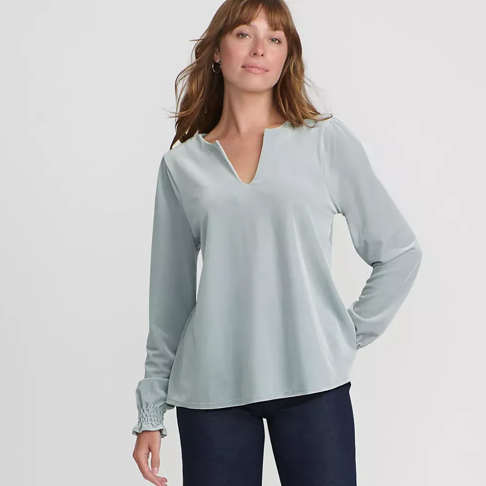 Women's Long Sleeve Velvet Blouse