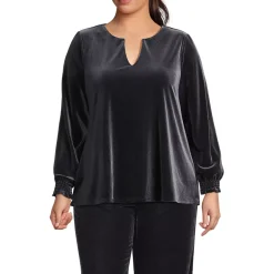 Women's Long Sleeve Velvet Blouse