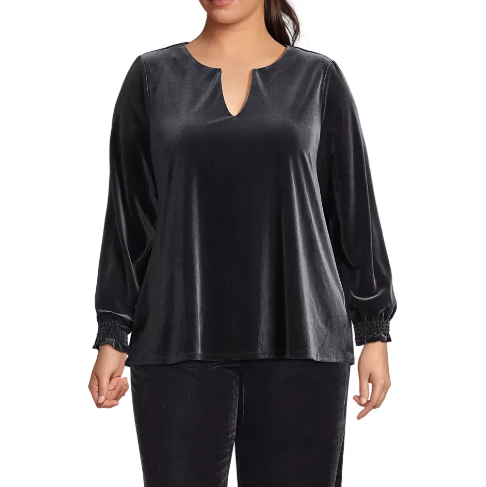 Women's Long Sleeve Velvet Blouse
