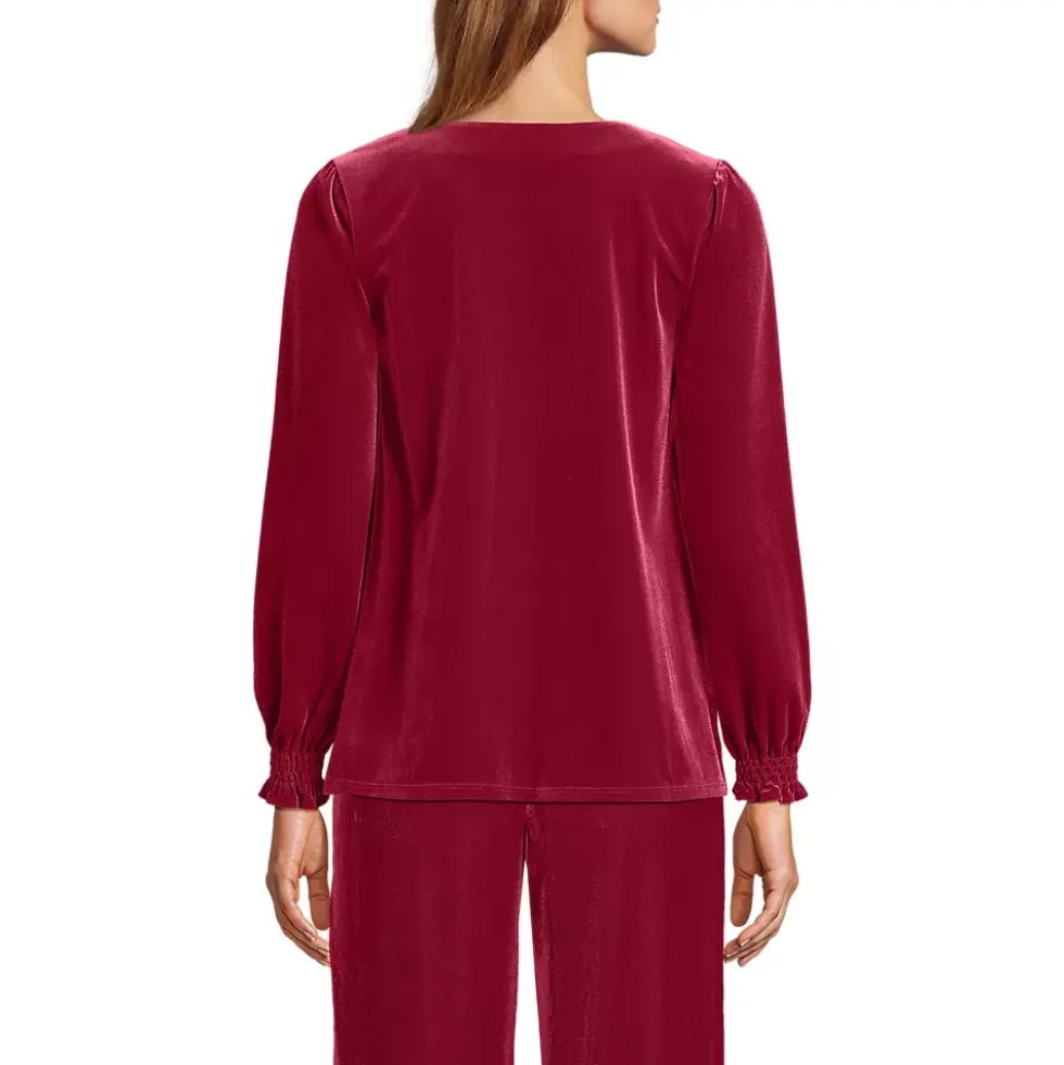 Women's Long Sleeve Velvet Blouse