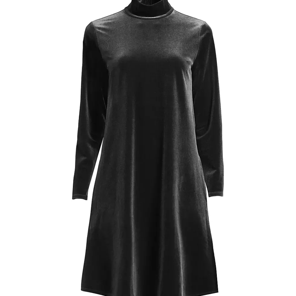 Women's Long Sleeve Velvet Turtleneck Dress