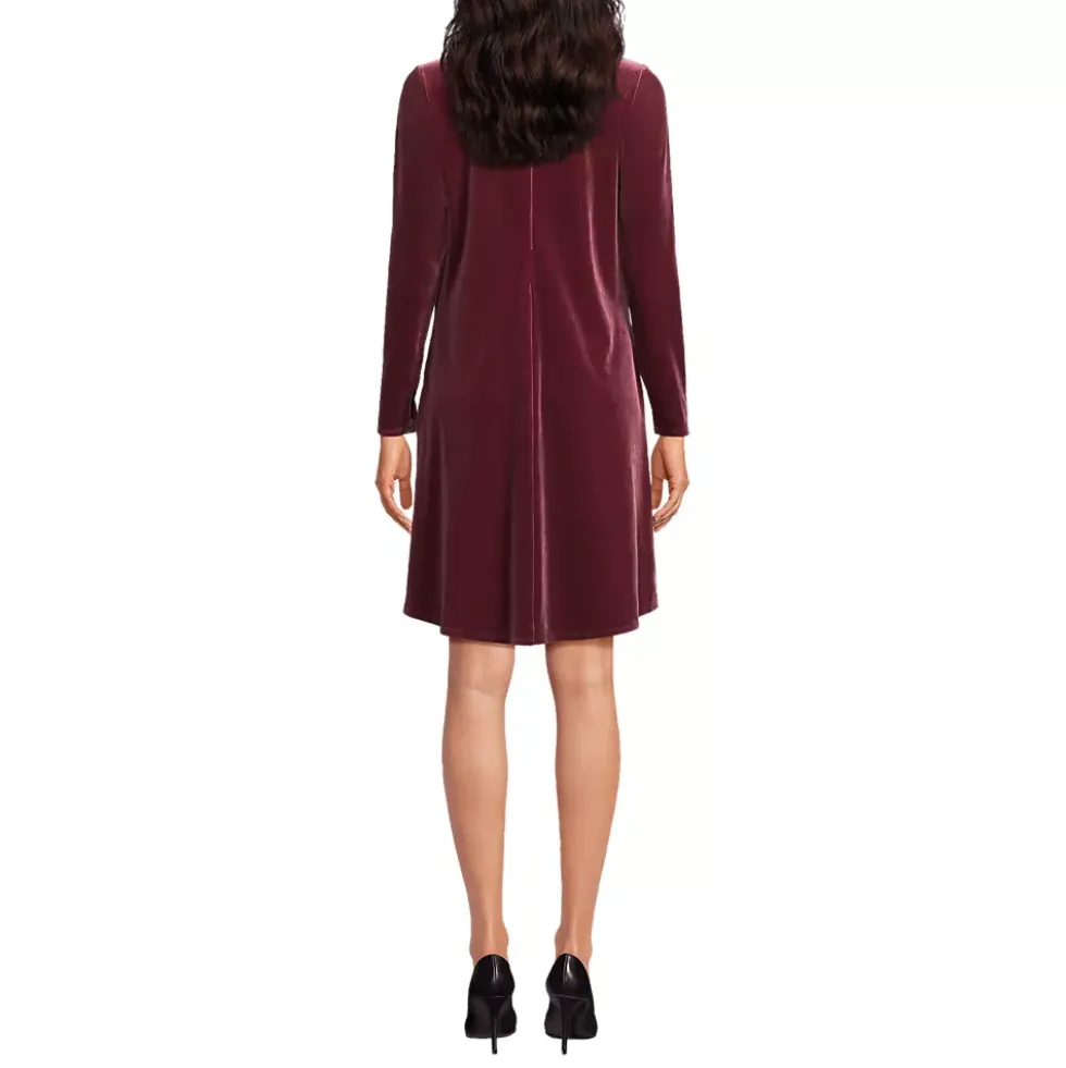 Women's Long Sleeve Velvet Turtleneck Dress