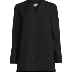 Women's Long Sleeve Vneck Crepe Tunic