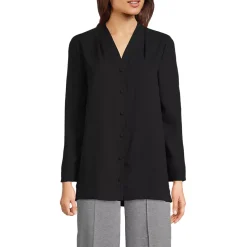 Women's Long Sleeve Vneck Crepe Tunic