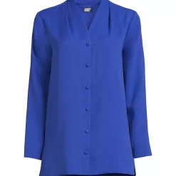 Women's Long Sleeve Vneck Crepe Tunic