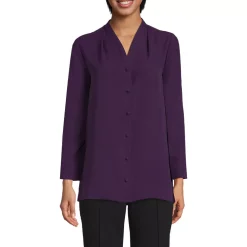 Women's Long Sleeve Vneck Crepe Tunic