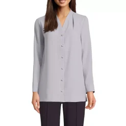 Women's Long Sleeve Vneck Crepe Tunic
