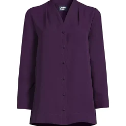 Women's Long Sleeve Vneck Crepe Tunic