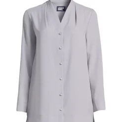 Women's Long Sleeve Vneck Crepe Tunic
