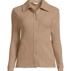 Women's Long Sleeve Waffle Collared Shacket