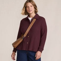 Women's Long Sleeve Waffle Collared Shacket
