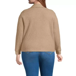 Women's Long Sleeve Waffle Collared Shacket
