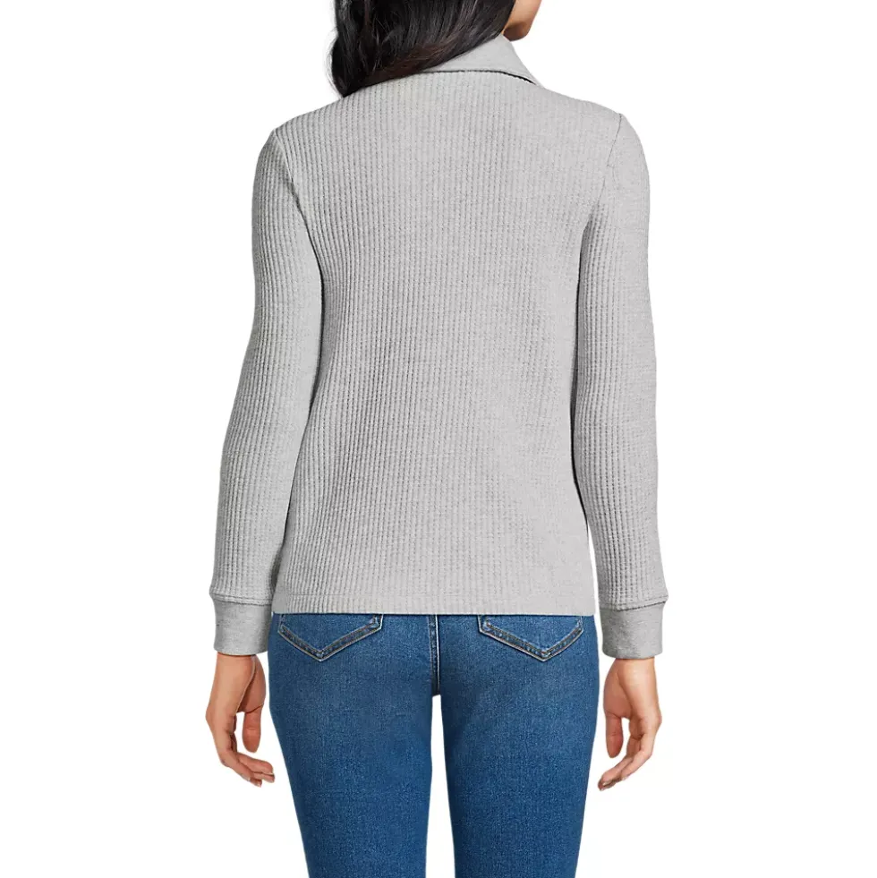 Women's Long Sleeve Waffle Collared Shacket