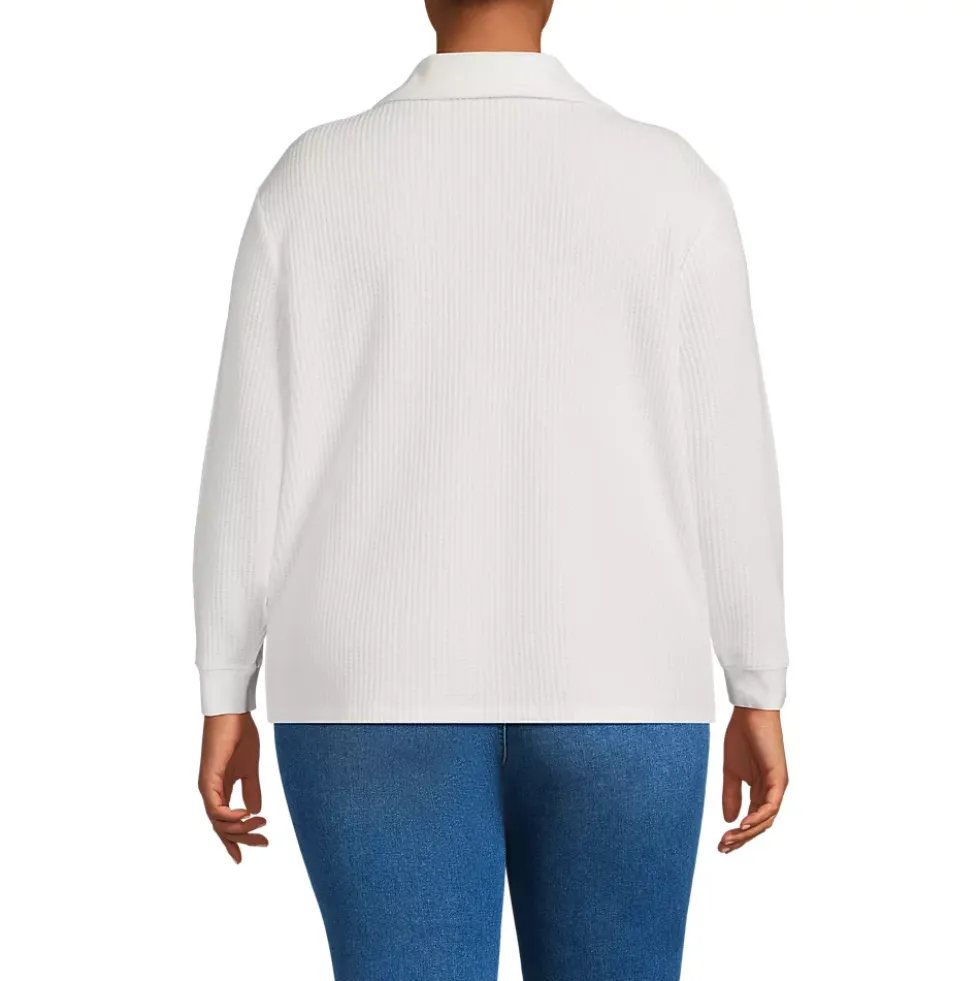 Women's Long Sleeve Waffle Collared Shacket