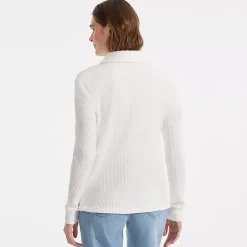 Women's Long Sleeve Waffle Collared Shacket