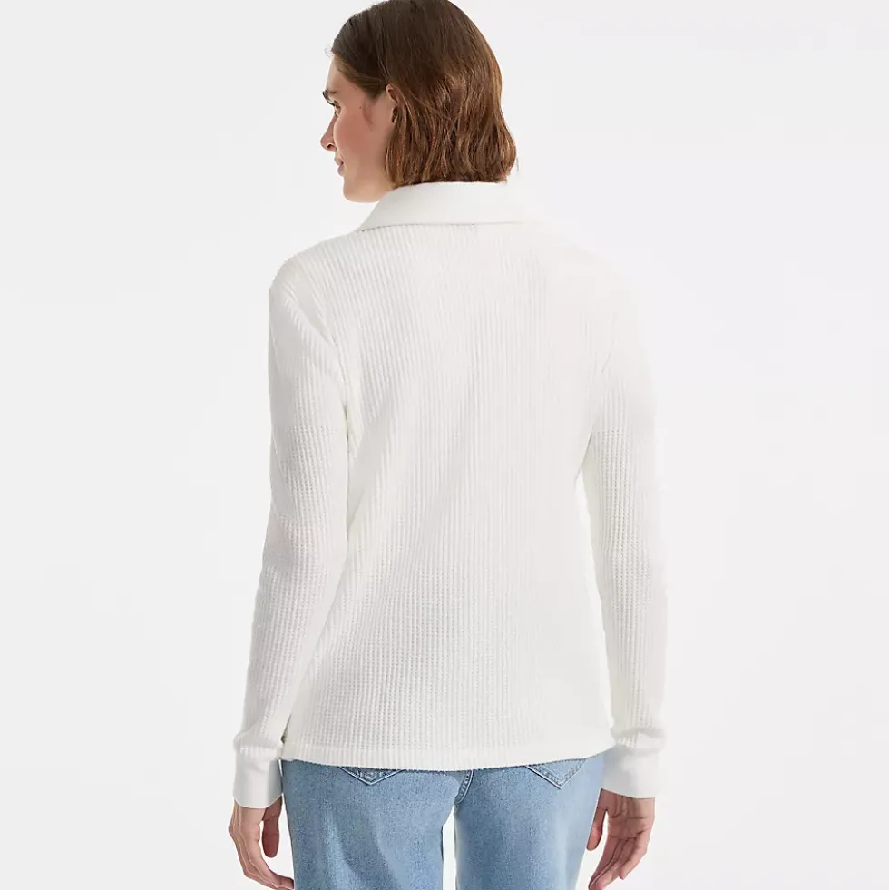 Women's Long Sleeve Waffle Collared Shacket