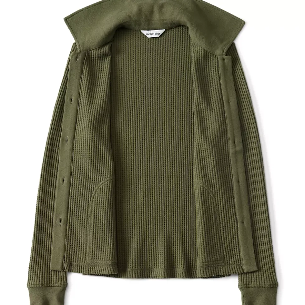 Women's Long Sleeve Waffle Collared Shacket