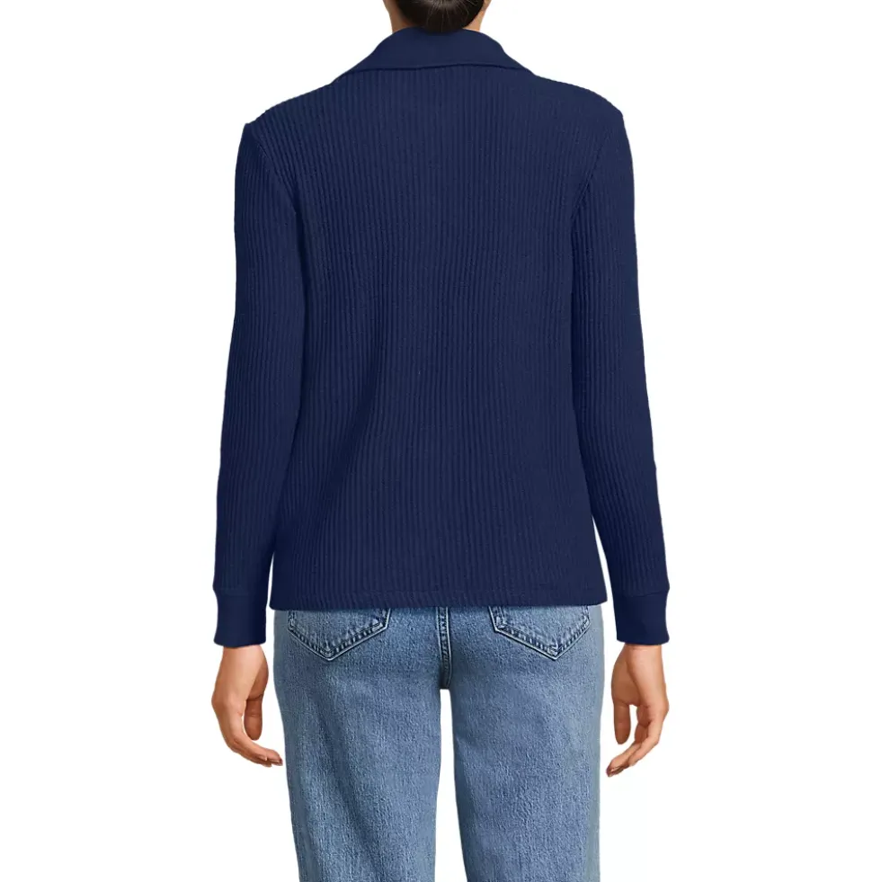 Women's Long Sleeve Waffle Collared Shacket