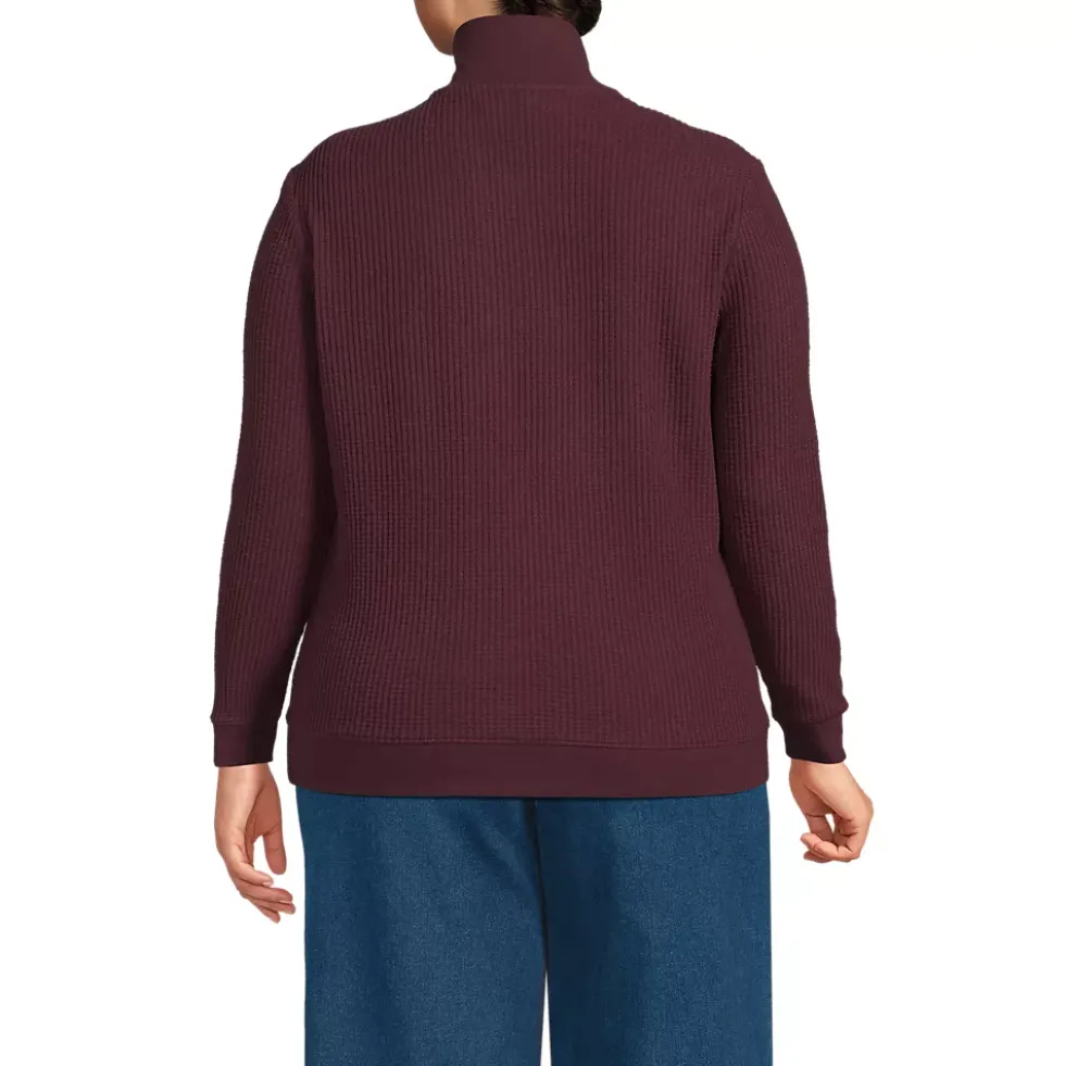 Women's Long Sleeve Waffle Quarter Zip Pullover