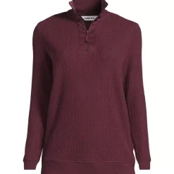 Women's Long Sleeve Waffle Quarter Zip Pullover