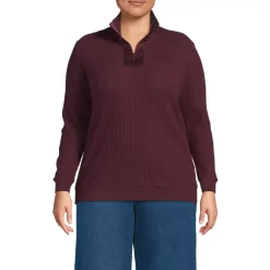 Women's Long Sleeve Waffle Quarter Zip Pullover