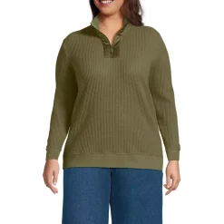 Women's Long Sleeve Waffle Quarter Zip Pullover