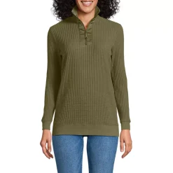 Women's Long Sleeve Waffle Quarter Zip Pullover