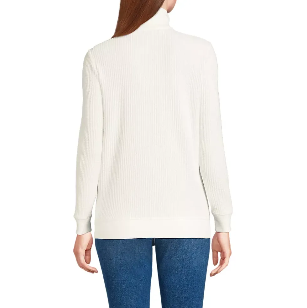 Women's Long Sleeve Waffle Quarter Zip Pullover