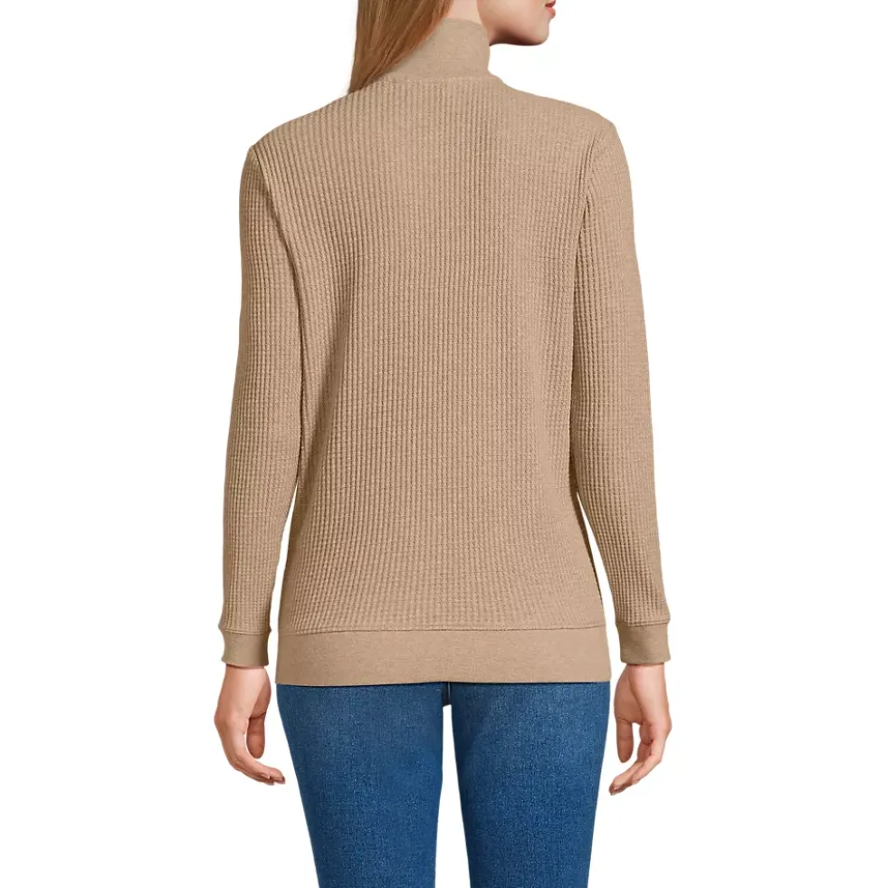 Women's Long Sleeve Waffle Quarter Zip Pullover