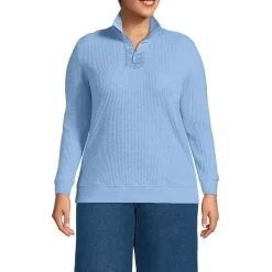 Women's Long Sleeve Waffle Quarter Zip Pullover