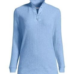 Women's Long Sleeve Waffle Quarter Zip Pullover