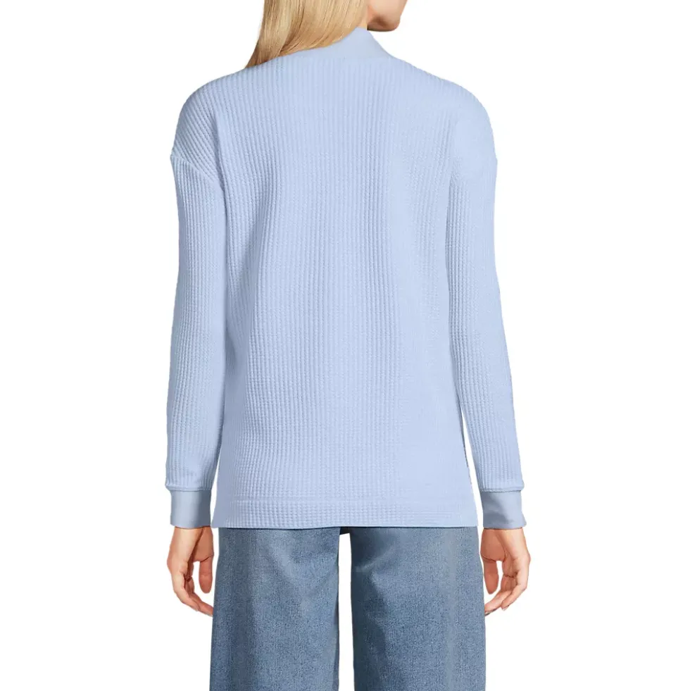 Women's Long Sleeve Waffle Shawl Collar Henley