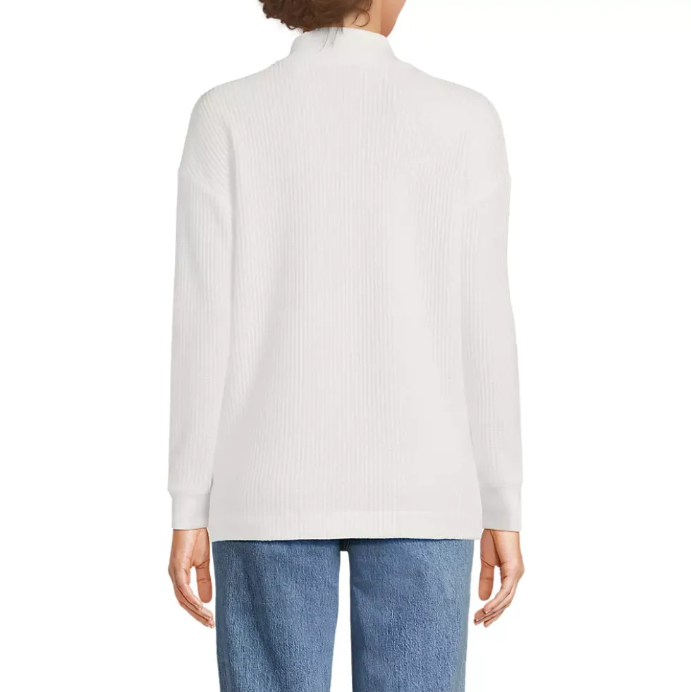 Women's Long Sleeve Waffle Shawl Collar Henley