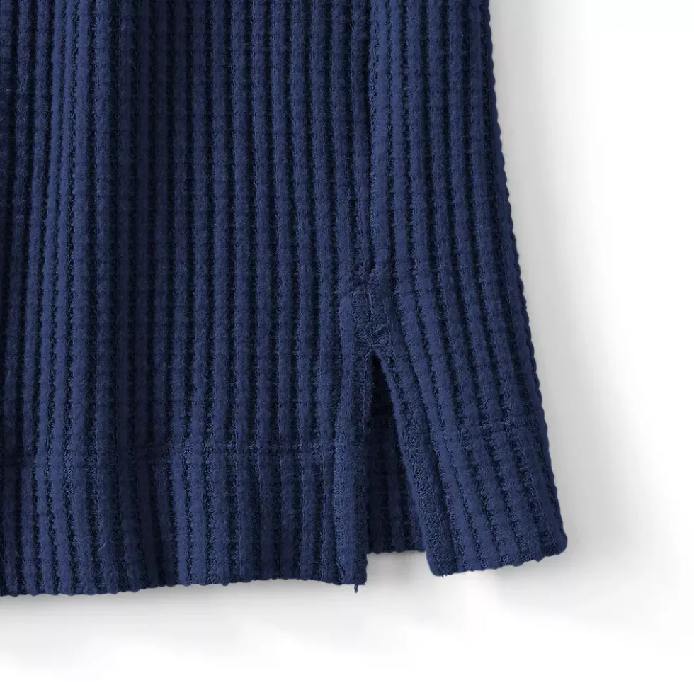 Women's Long Sleeve Waffle Shawl Collar Henley